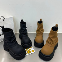 Bottes courtes en cuir OTM OEM Y2K pour femmes, style décontracté, à plateforme épaisse et semelle robuste, chaussures de rue tendance