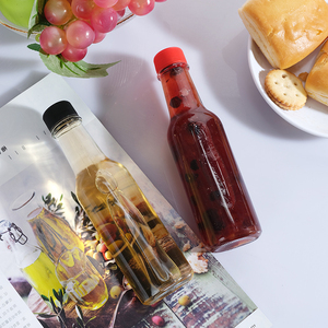 Claro 90ml 150ml 5oz Woozy Botellas Vidrio Salsa caliente Tomate Salsa de soja Botellas Vinagre Aceite Botella Cocinar <span class=keywords><strong>con</strong></span> tapa de plástico - Product Image 5