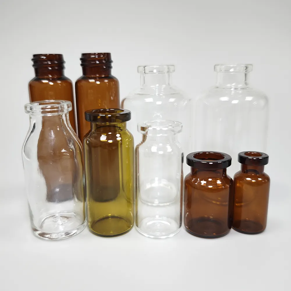 10ml 15ml 20ml Amber penisilin cam şişe Flip alüminyum kapaklı steril şeffaf flakon