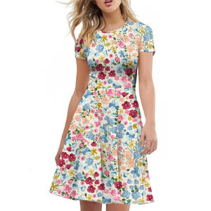 Abiti da donna alla moda estivi stile tropicale foglia di palma geometrico color Neon giungla stampato a vita alta vestito ampio da donna - Product Image 5