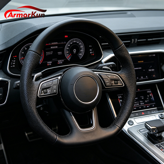 Customized Full Leather Car Steering Wheel for Audi RS A3 A4 A5 A6 C7 B8 R8 S3 S4 S5 Q3 Q5 Q7 A7 S7 B9 TT Plug and Play