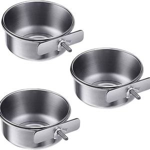 Mangeoire suspendue en acier inoxydable pour cage à animaux avec gamelle pour chien, bol d'eau et de nourriture, support pour chiot thermolaqué - Product Image 3