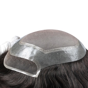 Mens for Mono Lace Front Indian Remy Hair Natural Wave 100% Hand Tied Male <b>Toupee</b> Hair Piece System - Product Image 1