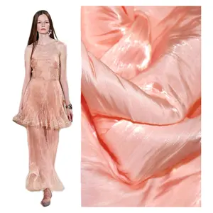 2024 nuovo vestito di moda donna glitter voile tessuto di seta di raso lucido per abito da sera
