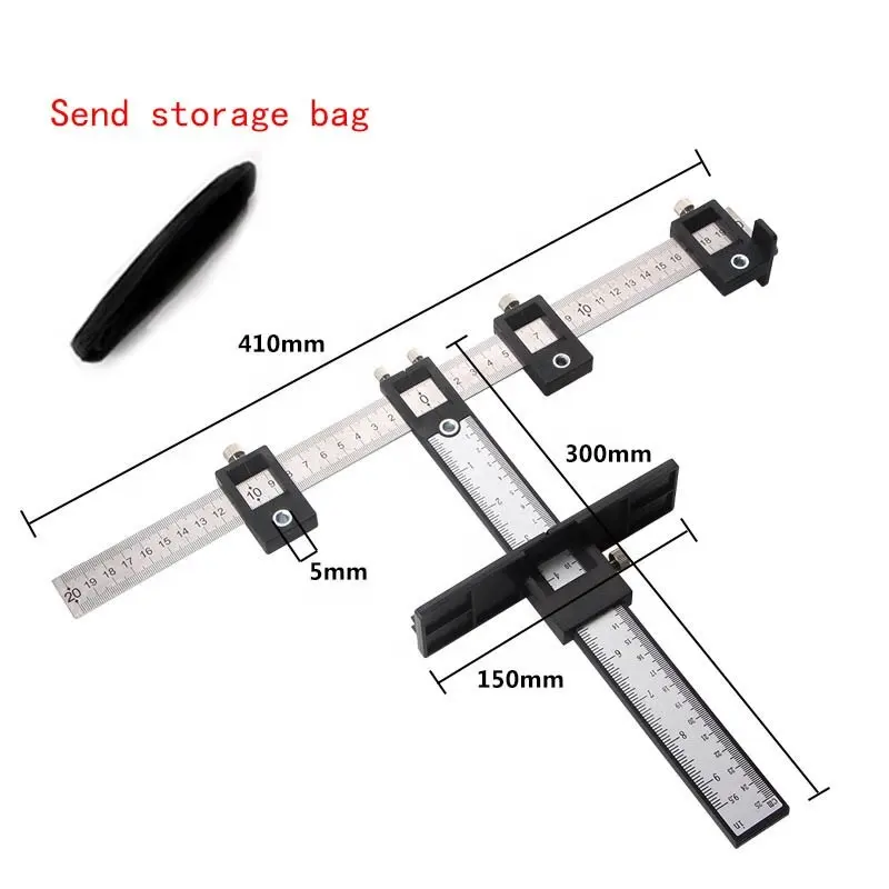 Nova polegada métrica de dupla utilização doméstica Carpintaria Carpintaria Liga de alumínio Móveis Carpintaria Punch Locator Jig Joinery System