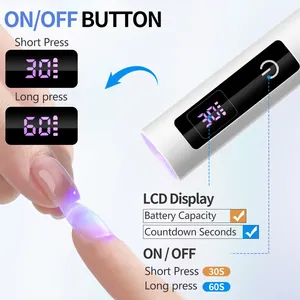 Lampe tactile UV LED portable rechargeable pour séchage des ongles, lampe torche UV pour le séchage du vernis gel, machine à polymériser les ongles, outils de durcissement rapide - Product Image 2