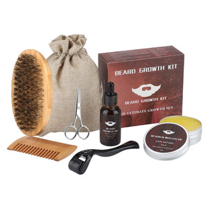 <b>Beard</b> Growth Kit With Oil Balm Brush Comb Scissors For Men <b>Beard</b> <b>Care</b> Set Organic Unscented Thickening Adult Use - Product Image 1