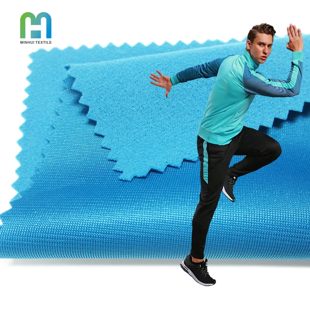 Sürdürülebilirlik 200gsm süper poli fırçalanmış kumaş atletik giyim erkek uzun kollu koşu spor kumaş eğitim üniforma ekibi için