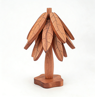 Ensemble de dessous-de-plat en bois YUESHEN, pliable, en noyer, dessous-de-plat en forme de sapin de Noël, pièces usinées CNC