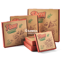 Impression de logo personnalisé Boîte à pizza kraft et blanche en papier jetable pour fast-food à emporter