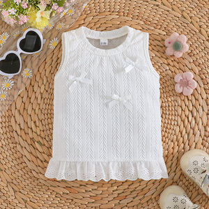 Ropa para Niños, Conjunto de Tres Piezas para Bebé Niña, Top sin Mangas con Lazo, Estampado Floral, Camiseta Básica para Recién Nacida - Product Image 3
