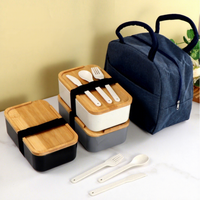 Boîte à lunch réutilisable écologique de haute qualité avec design personnalisé, structure monocouche et couvercle en bois