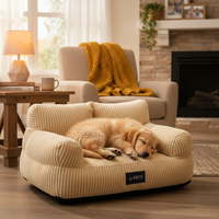 Lit pour animaux de compagnie en velours côtelé de qualité supérieure personnalisé avec rembourrage en coton PP et logo et emballage personnalisés