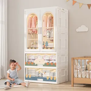 Wholesale Installation-Free Foldable Plastic Wardrobes Storage Cabinets Kids Cabinet Clothing Storage Cabinets For Clothes