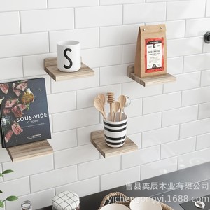 Wooden <b>Wall</b> <b>Mounted</b> Flower Rack 3 Tier Natural Wood Color Multi Purpose Storage <b>Shelf</b> For Living Room Kitchen Bathroom - Product Image 4