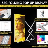 Boîte à lumière LED portable personnalisée avec cadre en aluminium, mur pliable, logo personnalisé - Support d'affichage avec toile de fond en tissu