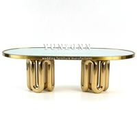 Tables ovales en verre de luxe, design moderne, en acier inoxydable doré, pour événements de mariage