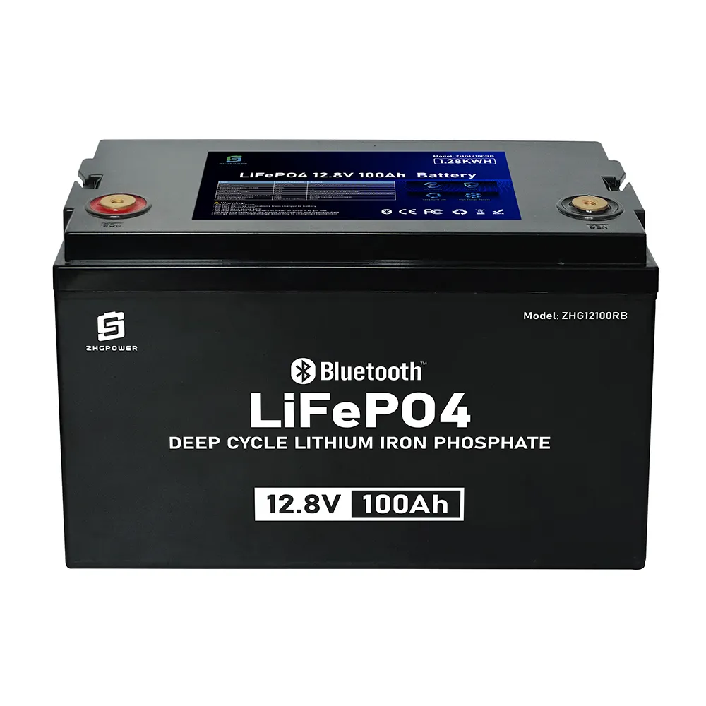 12.8V 100Ah Lithium Battery with BT for Solar Marine and Off-grid Applications LFP Lifepo4 Battery Pack 12v 100Ah