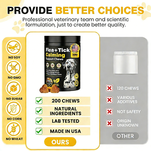 OEM/ODM Friandises à mâcher souples bio <span class=keywords><strong>anti</strong></span>-<span class=keywords><strong>puces</strong></span> et tiques pour chiens avec calcium et vitamine E pour la santé des articulations - Sûres pour chatons et chiots - Product Image 4