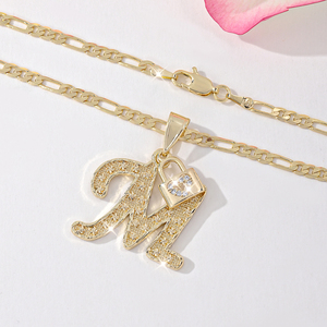<span class=keywords><strong>Collana</strong></span> Religiosa Stile Preghiera dell'Amore <span class=keywords><strong>con</strong></span> Ciondolo a Stella e <span class=keywords><strong>Lettera</strong></span> a Forma di <span class=keywords><strong>M</strong></span>, Pendente <span class=keywords><strong>con</strong></span> Zirconi Placcato Oro per Donne - Product Image 3