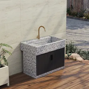 Açık çamaşır çözümü-entegre Washboard ile doğal mermer lavabo