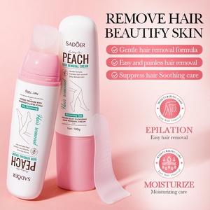 Crème dépilatoire permanente à action rapide, sans <span class=keywords><strong>douleur</strong></span>, parfumée à la pêche, douce pour la peau, vente en gros, marque privée OEM SADOER - Product Image 2