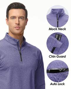 <b>Men's</b> Casual 1/4 Zip Sportswear Heather Printed Logo Golf <b>Shirts</b> with <b>Fleece</b> Lining Summer Active Tops - Product Image 4