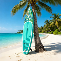 Planche à pagaie gonflable tropicale de 11' pour adultes, SUP de tourisme extra large et stable de 33' avec design Monstera de 6' d'épaisseur