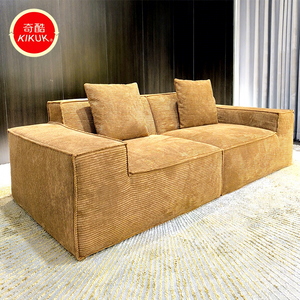 फ्लैनेल चेस्टरफील्ड मॉड्यूलर स्पंज सोफा आरामदायक संपीड़ित तीन सीट आधुनिक लिविंग रूम - Product Image 1