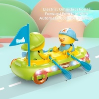 Bateau à pédales électrique pour enfants, multi-directionnel, lumineux, avec musique, canard dansant et chantant, mignon et amusant