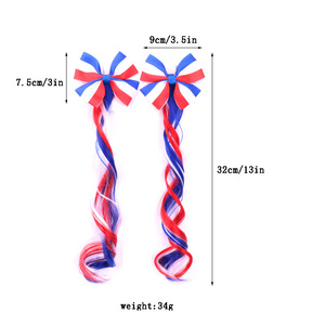Vente en gros de pinces à cheveux avec nœuds décoratifs pour la fête de l'Indépendance, extensions de cheveux, accessoires pour cheveux du 4 juillet pour enfants et adultes - Product Image 3