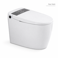 Toilette intelligente en céramique à poser au sol avec chasse d'eau à jet siphonique, stérilisation, séchage à air chaud, design moderne, télécommande