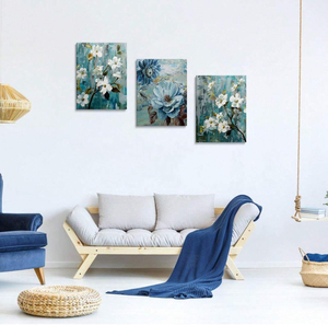 Póster de flores OEM/ODM, lienzo, pintura Floral azul para el hogar, decoración artística de baño, arte de pared personalizado, pinturas de póster personalizadas - Product Image 1