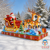 Grande Lanterne Artisanale en Soie en Forme de Traîneau du Père Noël avec Rennes pour Décoration Extérieure de Fêtes Western et Places Publiques