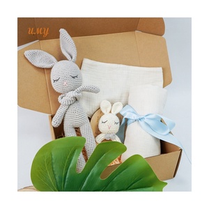 Jouet sensoriel éducatif pour enfants, 5 pièces, ensemble cadeau de naissance, jouets de dentition à oreilles de <span class=keywords><strong>lapin</strong></span>, amigurumi au crochet, <span class=keywords><strong>hochet</strong></span> - Product Image 1