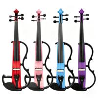 4/4 Colorful Spruce Top Maple Back Electric Violin Silent Practice Beginner Performance Violin for Adults