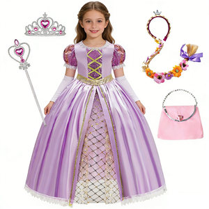 Ensemble de jeu de déguisement de princesse à <span class=keywords><strong>cheveux</strong></span> longs avec nœud papillon pour fille, idéal pour Halloween et les spectacles - Product Image 1