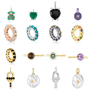Touses Fine Jewelry Dijes de oso con esmalte brillante, totalmente pavimentados con circonitas de colores, chapados en oro y plata, modernos, para adolescentes, para collares DIY - Product Image 1