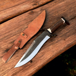 Couteau court artisanal en acier Damas de qualité industrielle 58HRC, à lame droite et pointe clip, garantie 1 an, pour camping et chasse en extérieur, OEM - Product Image 3