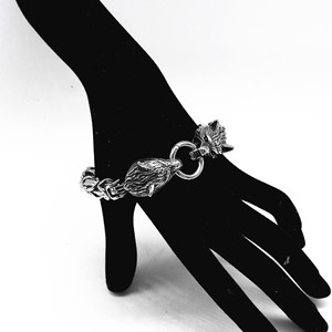 Yunnique – Bracelet en acier titane tête de loup pour hommes, bijoux Punk Hip Hop, Design animal géométrique, Bracelet à maillons de chaîne - Product Image 4