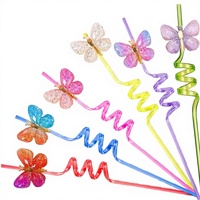 Couvre-pailles papillon en acrylique cristal pour les fêtes, best-seller Shopee, en stock pour fournisseurs premium