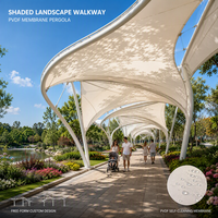 Pérgola de Membrana Tensada para Paisajismo, Toldo Impermeable, Techo de Tela PVDF con Estructura de Acero, Refugio Solar para Jardín