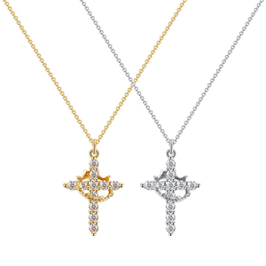 Nuevo Diseño, Collar con Colgante de Cruz de Jesús Cristiano, Seguro para la Oración, Giratorio, con Diamantes de Circonio, Corona, Cruz, Acero Inoxidable, Moderno, para Mujer - Product Image 4