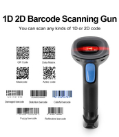 Escáner de Código de Barras 2D Portátil y Duradero, Naranja, Inalámbrico, con Capacidad USB, Memoria para 30000 Códigos, Altamente Rentable, 1 Año de Garantía, en Stock