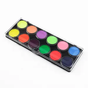 12 Farben Solid Aquarell Auge Körperfarbe Keuchen Farbe Set Glow Color Makeup Drawing Kit Army Art Pigment Gesichts bemalung