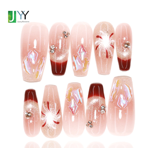 <span class=keywords><strong>Uñas</strong></span> Postizas de Gel 3D con Punta Francesa Roja, Diseño de Lujo, Hechas a Mano, <span class=keywords><strong>Acrílicas</strong></span>, Personalizadas con Logotipo, Venta al Por Mayor - Product Image 1