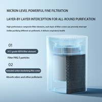Purificateur d'air portable de bureau USB-C en plastique avec filtres HEPA et charbon actif, faible bruit, veilleuse, diffuseur d'arômes, commande manuelle
