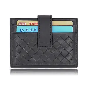 Дизайнерский вязаный тканый кожаный выдвижной кошелек Ridf для карт, мужской кошелек для карт