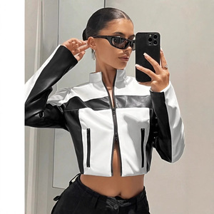 Blazer Moderno <span class=keywords><strong>y</strong></span> Versátil en Blanco <span class=keywords><strong>y</strong></span> Negro con Contraste de Poliéster <span class=keywords><strong>y</strong></span> Spandex para Mujer, Primavera 2025, Nuevo Estilo Vintage con Cuello de Botones, Patrón 3D, Corto <span class=keywords><strong>y</strong></span> Ajustado - Product Image 2