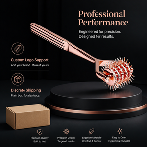 Rouleau sensoriel professionnel en métal à 5 rangées de roulettes Wartenberg, couleur or rose de luxe, pour le spa et le bien-être - Product Image 5